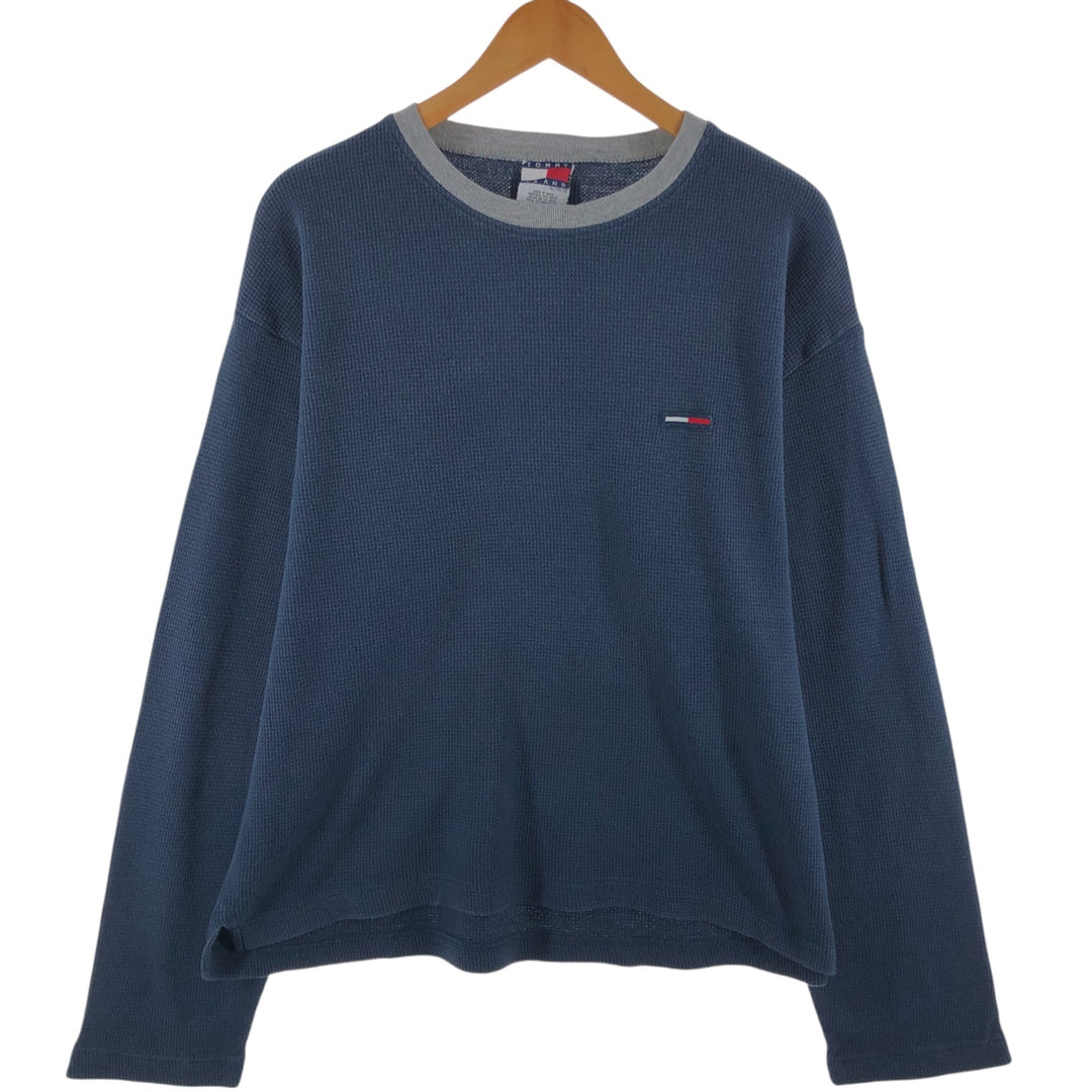 Tommy Hilfiger Jeans Thermal Long T-Shirt, Waffle, Men's XL cotton navy blue type Vintage Second Hand