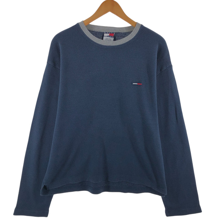 Tommy Hilfiger Jeans Thermal Long T-Shirt, Waffle, Men's XL cotton navy blue type Vintage Second Hand