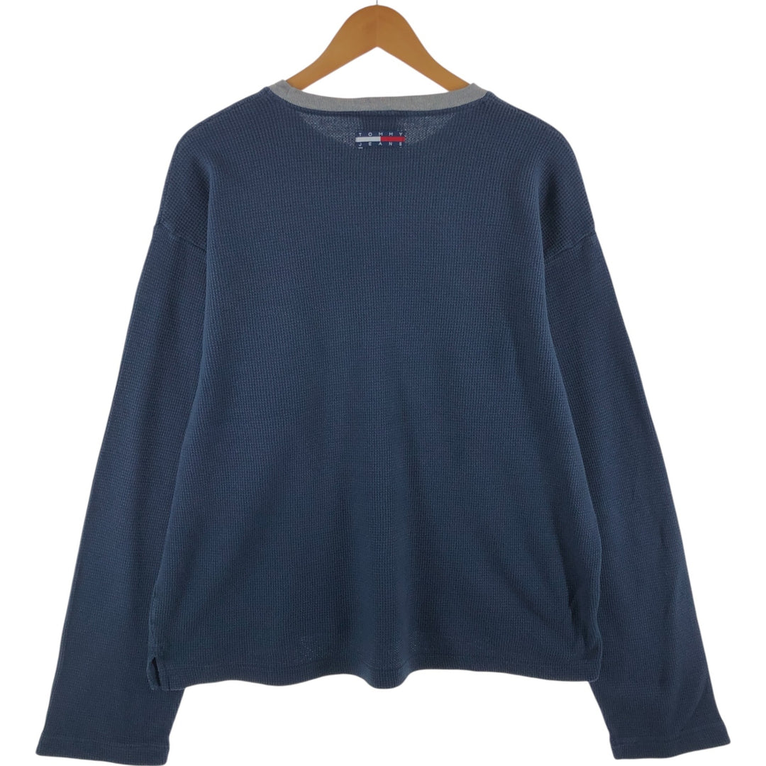 Tommy Hilfiger Jeans Thermal Long T-Shirt, Waffle, Men's XL cotton navy blue type Vintage Second Hand