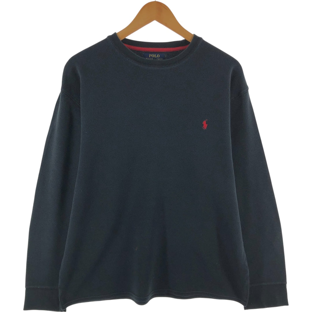 Ralph Lauren POLO RALPH LAUREN Thermal Long T-shirt Waffle Men's XXL cotton black type Vintage Second Hand