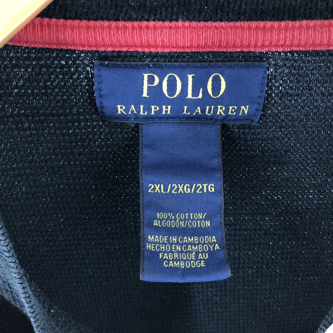 Ralph Lauren POLO RALPH LAUREN Thermal Long T-shirt Waffle Men's XXL cotton black type Vintage Second Hand
