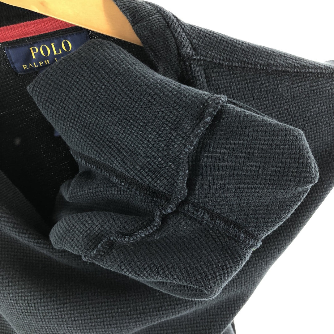 Ralph Lauren POLO RALPH LAUREN Thermal Long T-shirt Waffle Men's XXL cotton black type Vintage Second Hand