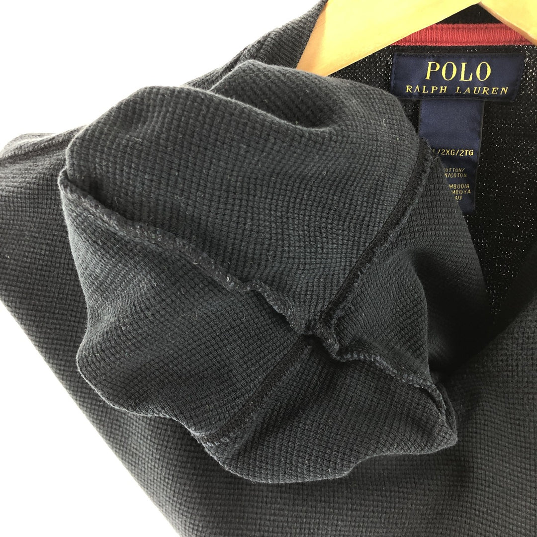 Ralph Lauren POLO RALPH LAUREN Thermal Long T-shirt Waffle Men's XXL cotton black type Vintage Second Hand