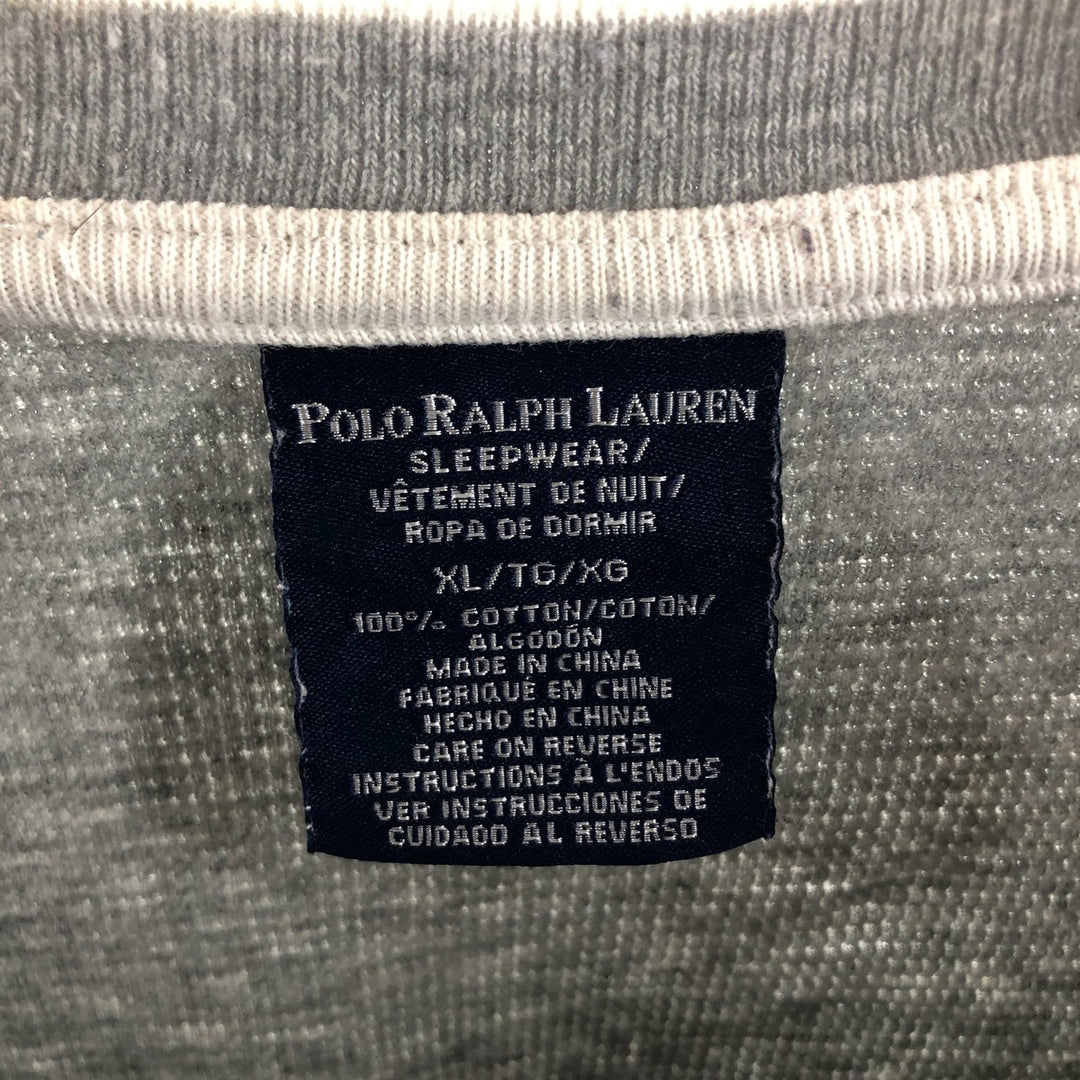 Ralph Lauren POLO RALPH LAUREN SLEEPWEAR Thermal Long T-shirt Waffle Men's XL cotton gray type Vintage Second Hand
