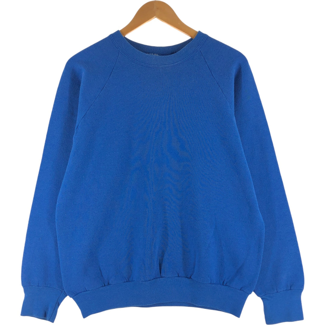 80'S Fruit of the Loom Plain Blank Sweatshirt, Made in USA, Men's Size L, Vintage cotton blue type Vintage Second Hand