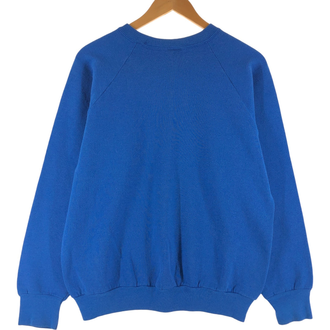 80'S Fruit of the Loom Plain Blank Sweatshirt, Made in USA, Men's Size L, Vintage cotton blue type Vintage Second Hand