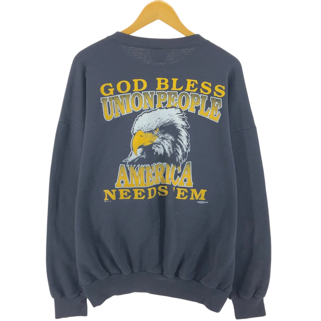 90'S Lifewear Eagle Pattern Back Print Advertising Sweatshirt, Made in USA, Men's XXL polyester black type Vintage Second Hand