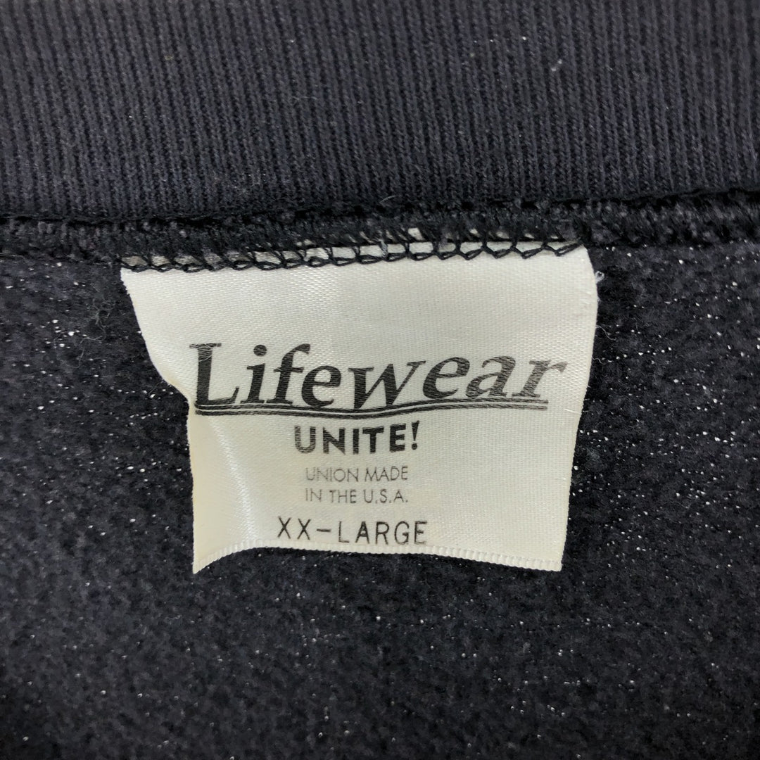 90'S Lifewear Eagle Pattern Back Print Advertising Sweatshirt, Made in USA, Men's XXL polyester black type Vintage Second Hand