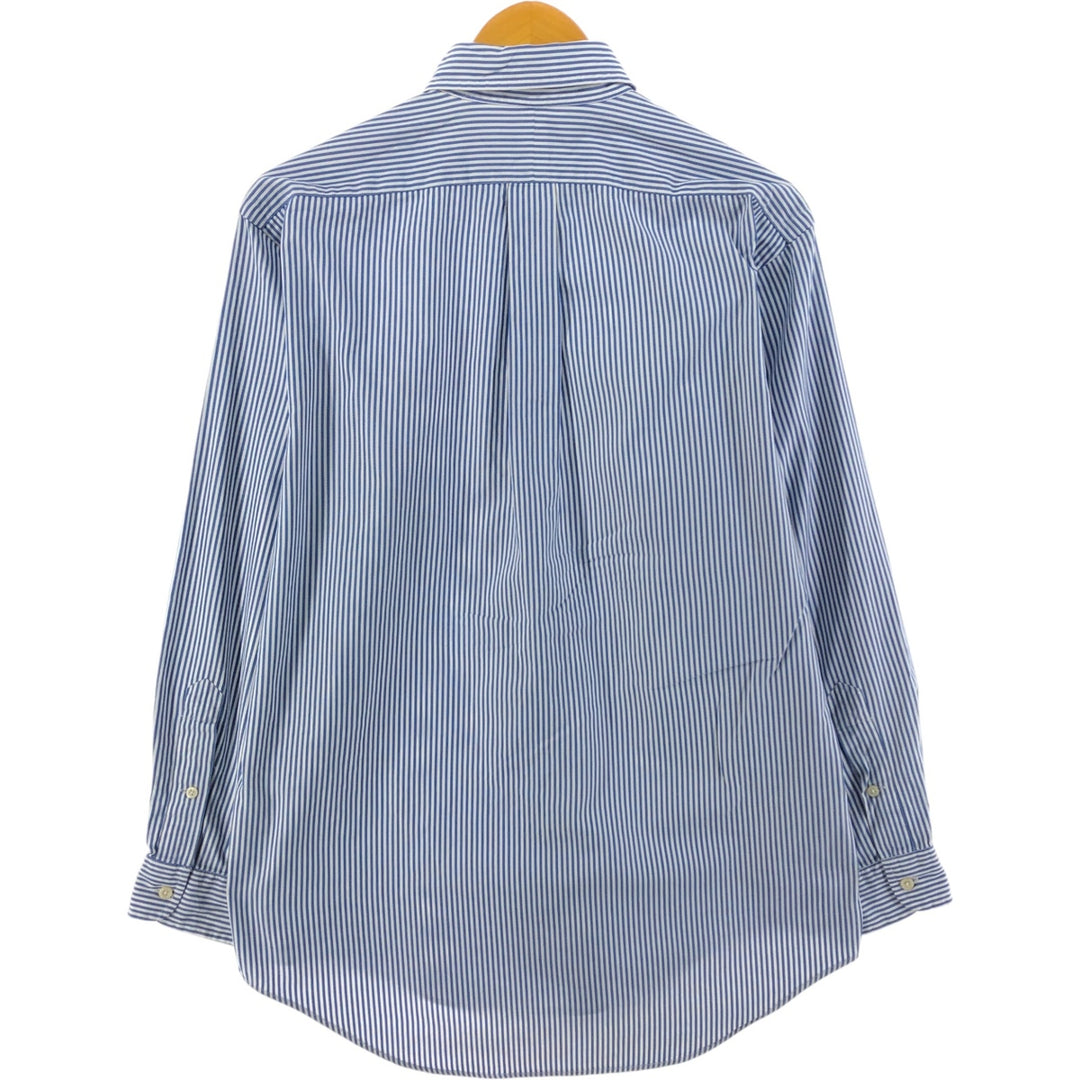 Ralph Lauren YARMOUTH Long Sleeve Button-Down Striped Shirt, Men's M Size cotton Navy blue Vintage Second Hand