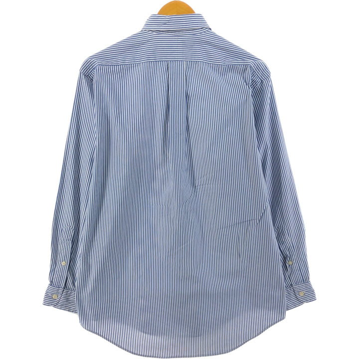 Ralph Lauren YARMOUTH Long Sleeve Button-Down Striped Shirt, Men's M Size cotton Navy blue Vintage Second Hand