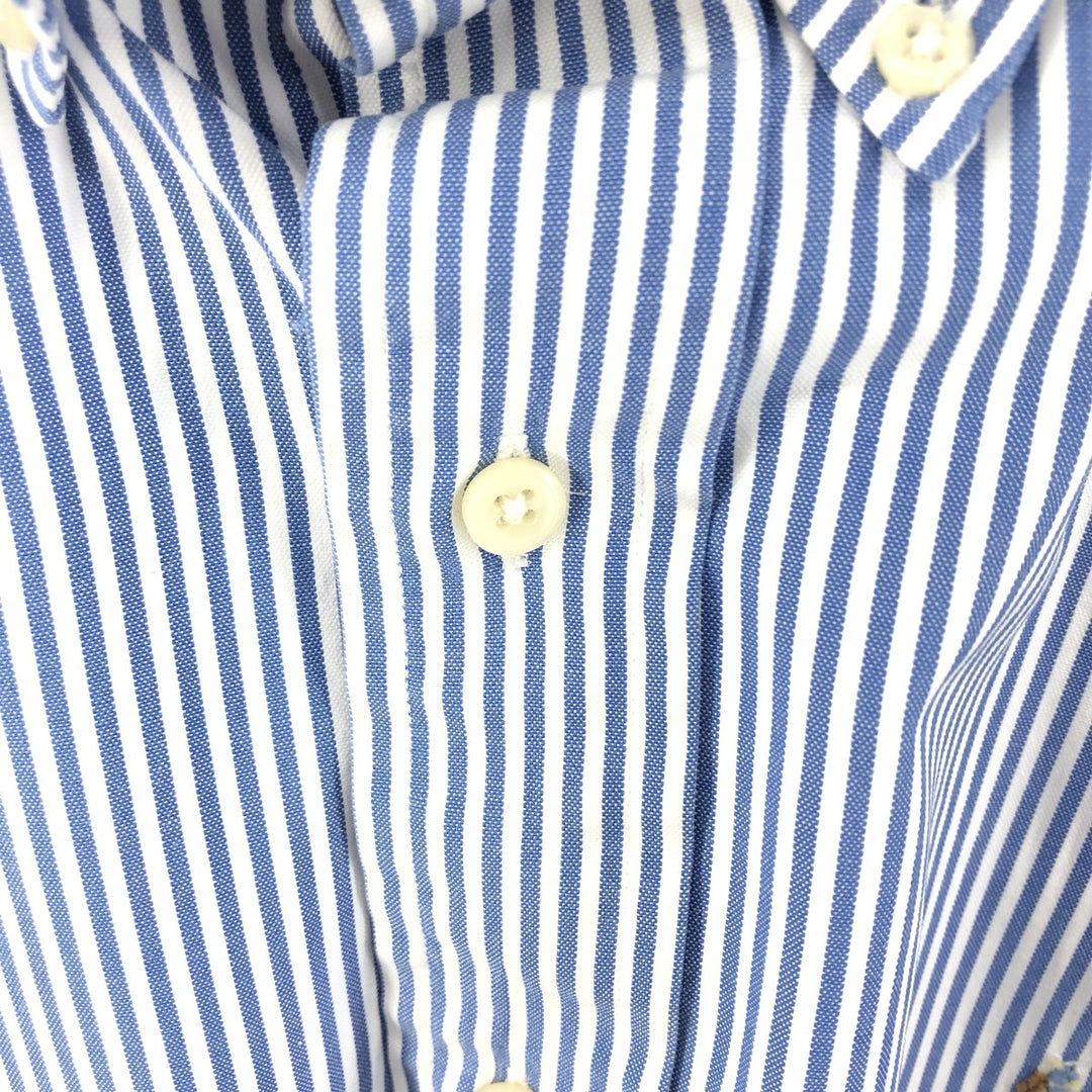 Ralph Lauren YARMOUTH Long Sleeve Button-Down Striped Shirt, Men's M Size cotton Navy blue Vintage Second Hand
