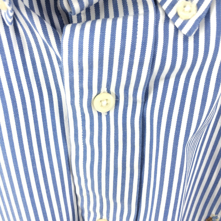 Ralph Lauren YARMOUTH Long Sleeve Button-Down Striped Shirt, Men's M Size cotton Navy blue Vintage Second Hand