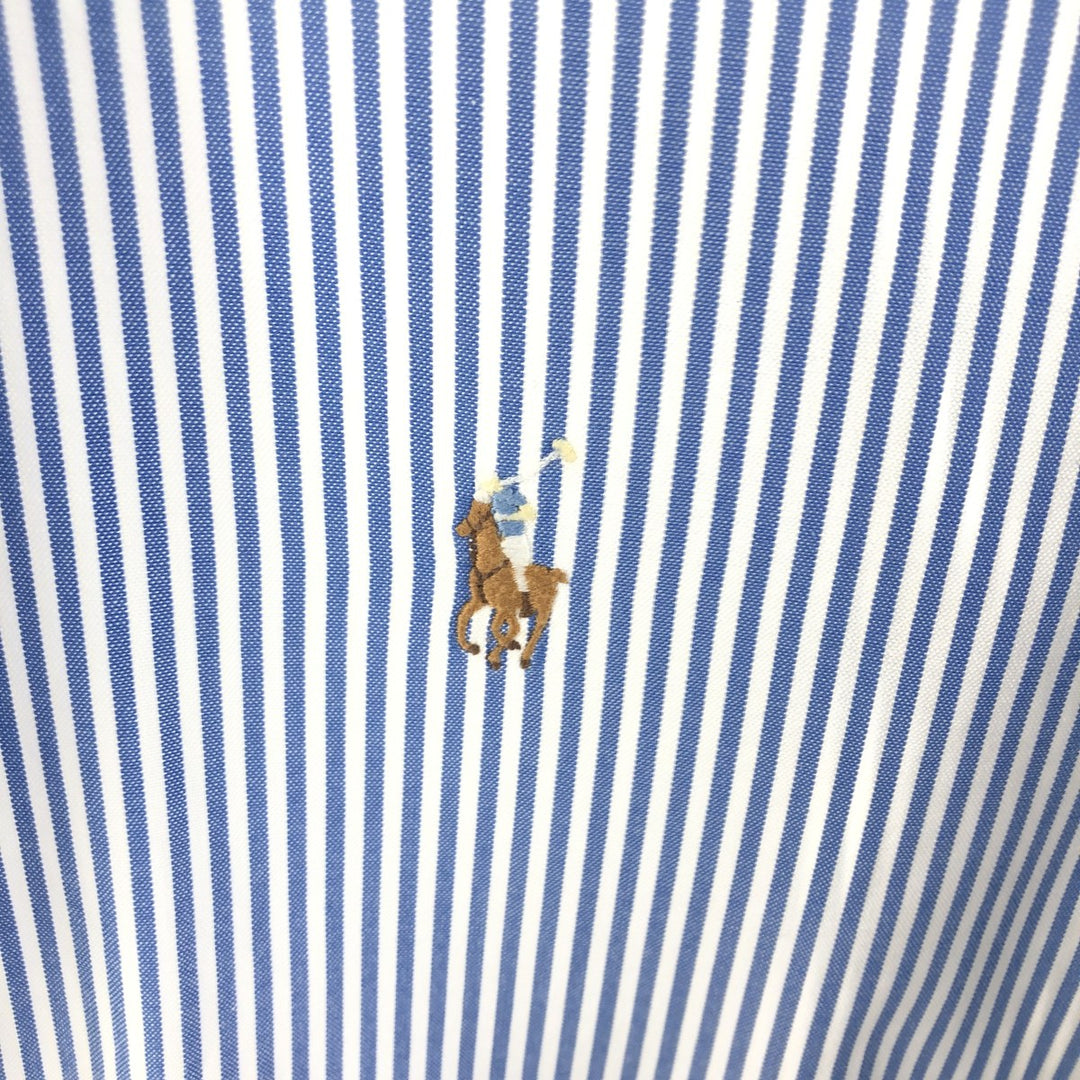 Ralph Lauren YARMOUTH Long Sleeve Button-Down Striped Shirt, Men's M Size cotton Navy blue Vintage Second Hand