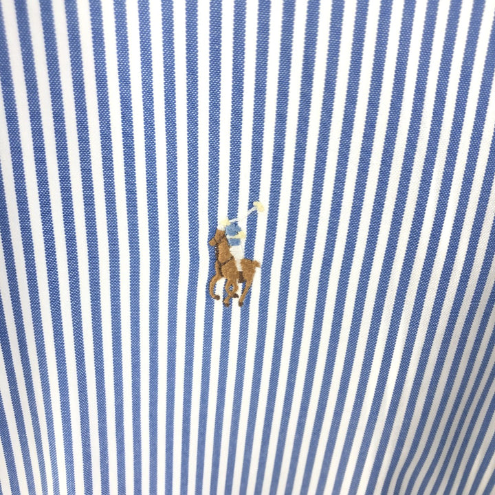 Ralph Lauren YARMOUTH Long Sleeve Button-Down Striped Shirt, Men's M Size cotton Navy blue Vintage Second Hand