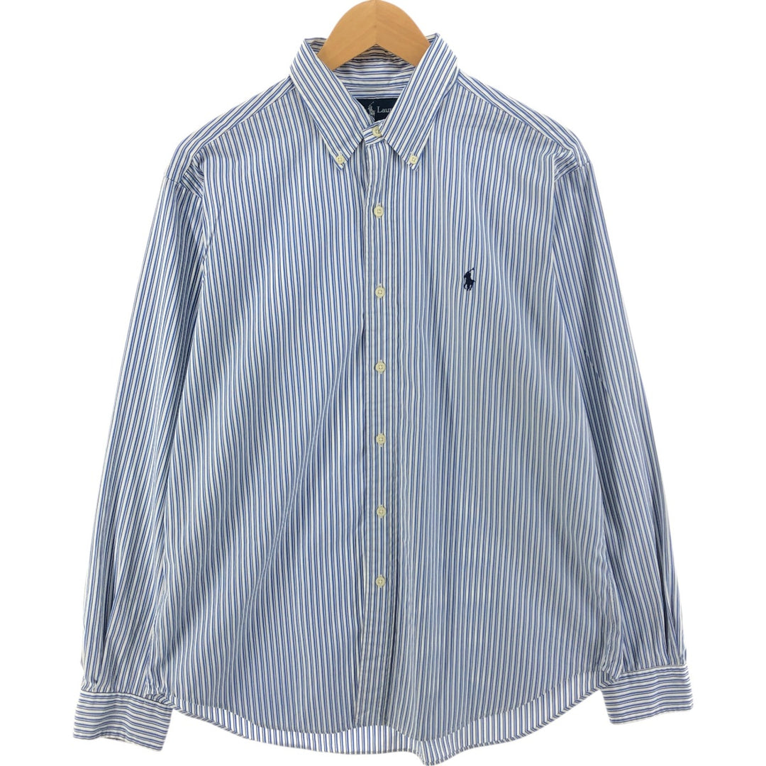 Ralph Lauren Classic Fit Multi-Stripe Long Sleeve Button-Down Striped Shirt, Men's Size L cotton blue type Vintage Second Hand