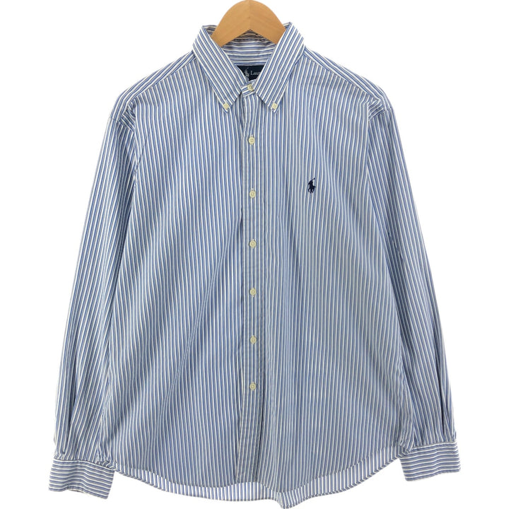 Ralph Lauren Classic Fit Multi-Stripe Long Sleeve Button-Down Striped Shirt, Men's Size L cotton blue type Vintage Second Hand