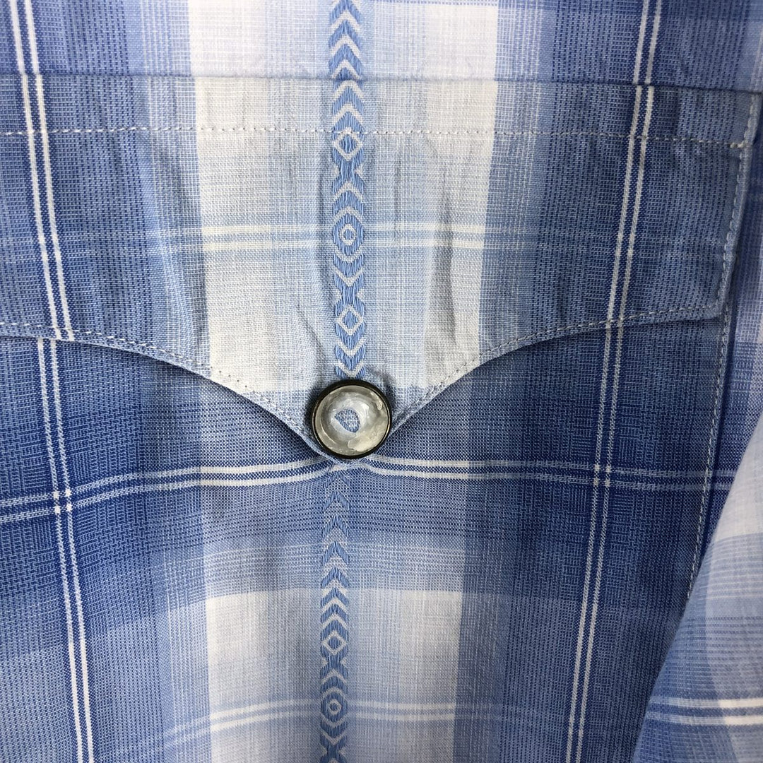 Ralph Lauren POLO by Ralph Lauren Long Sleeve Western Flannel Check Shirt, Men's XXL cotton Blue type light blue Vintage Second Hand