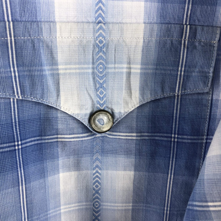 Ralph Lauren POLO by Ralph Lauren Long Sleeve Western Flannel Check Shirt, Men's XXL cotton Blue type light blue Vintage Second Hand