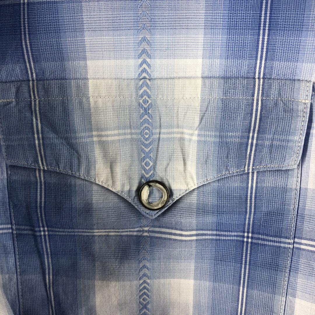 Ralph Lauren POLO by Ralph Lauren Long Sleeve Western Flannel Check Shirt, Men's XXL cotton Blue type light blue Vintage Second Hand