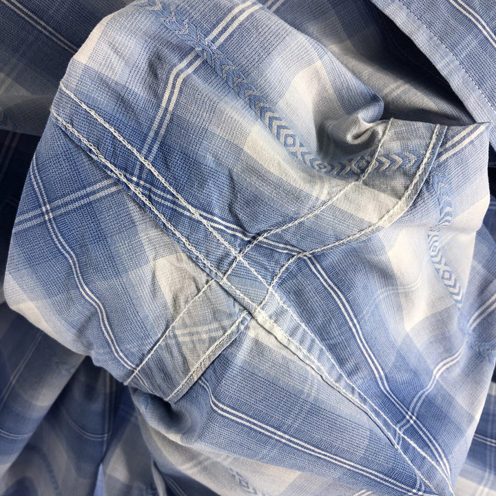 Ralph Lauren POLO by Ralph Lauren Long Sleeve Western Flannel Check Shirt, Men's XXL cotton Blue type light blue Vintage Second Hand
