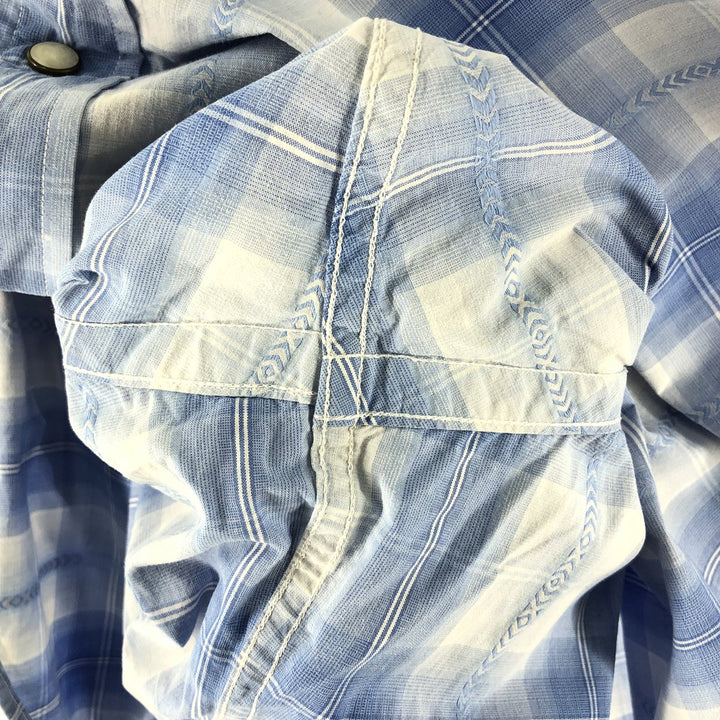 Ralph Lauren POLO by Ralph Lauren Long Sleeve Western Flannel Check Shirt, Men's XXL cotton Blue type light blue Vintage Second Hand