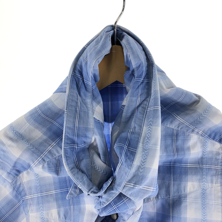 Ralph Lauren POLO by Ralph Lauren Long Sleeve Western Flannel Check Shirt, Men's XXL cotton Blue type light blue Vintage Second Hand