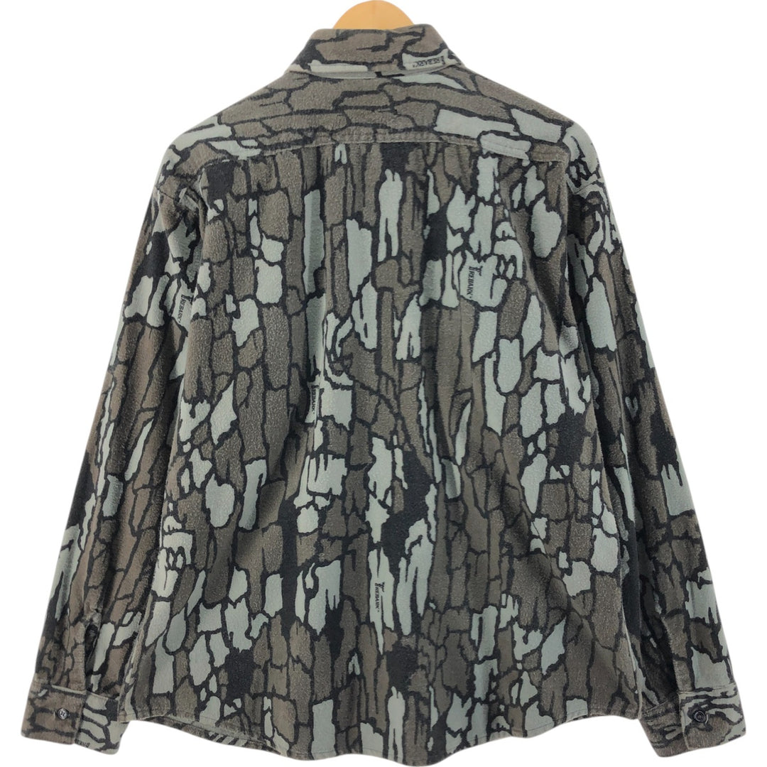 70s-80'S Five Brother Tree Bark Camo Long Sleeve Heavy Flannel Check Shirt Made in USA Men's L Size Vintage cotton brown type Vintage Second Hand