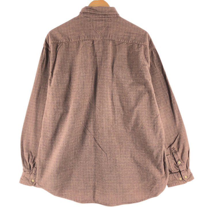 Vintage 90'S Tommy Hilfiger Light Flannel Check Shirt, Long Sleeve, Button-Down, Men's, Size XL cotton Beige type Vintage Second Hand