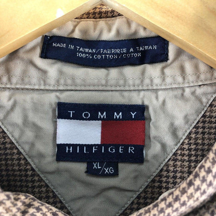 Vintage 90'S Tommy Hilfiger Light Flannel Check Shirt, Long Sleeve, Button-Down, Men's, Size XL cotton Beige type Vintage Second Hand
