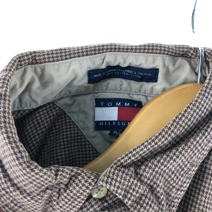 Vintage 90'S Tommy Hilfiger Light Flannel Check Shirt, Long Sleeve, Button-Down, Men's, Size XL cotton Beige type Vintage Second Hand