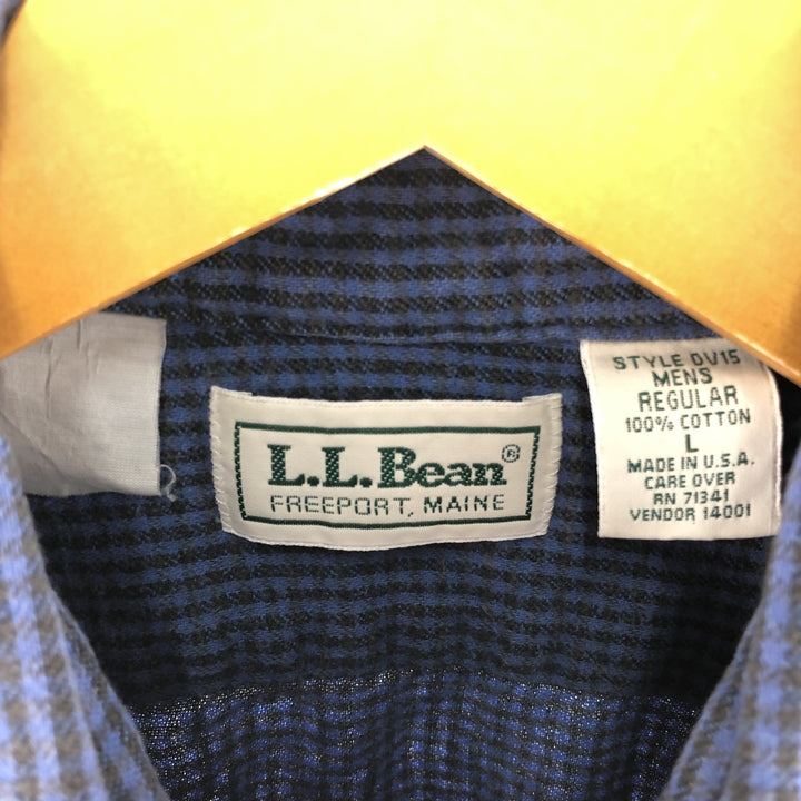 ~80'S LLBean Long Sleeve Button Down Light Flannel Check Shirt Made in USA Men's L Size Vintage /eaa526693