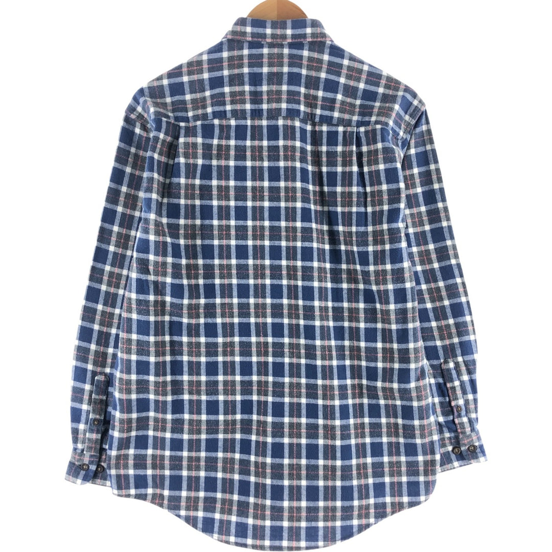 Eddie Bauer Long Sleeve Flannel Check Shirt, Men's Size Small cotton navy blue type Vintage Second Hand