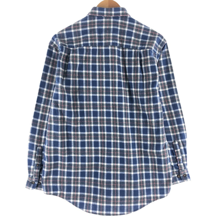 Eddie Bauer Long Sleeve Flannel Check Shirt, Men's Size Small cotton navy blue type Vintage Second Hand