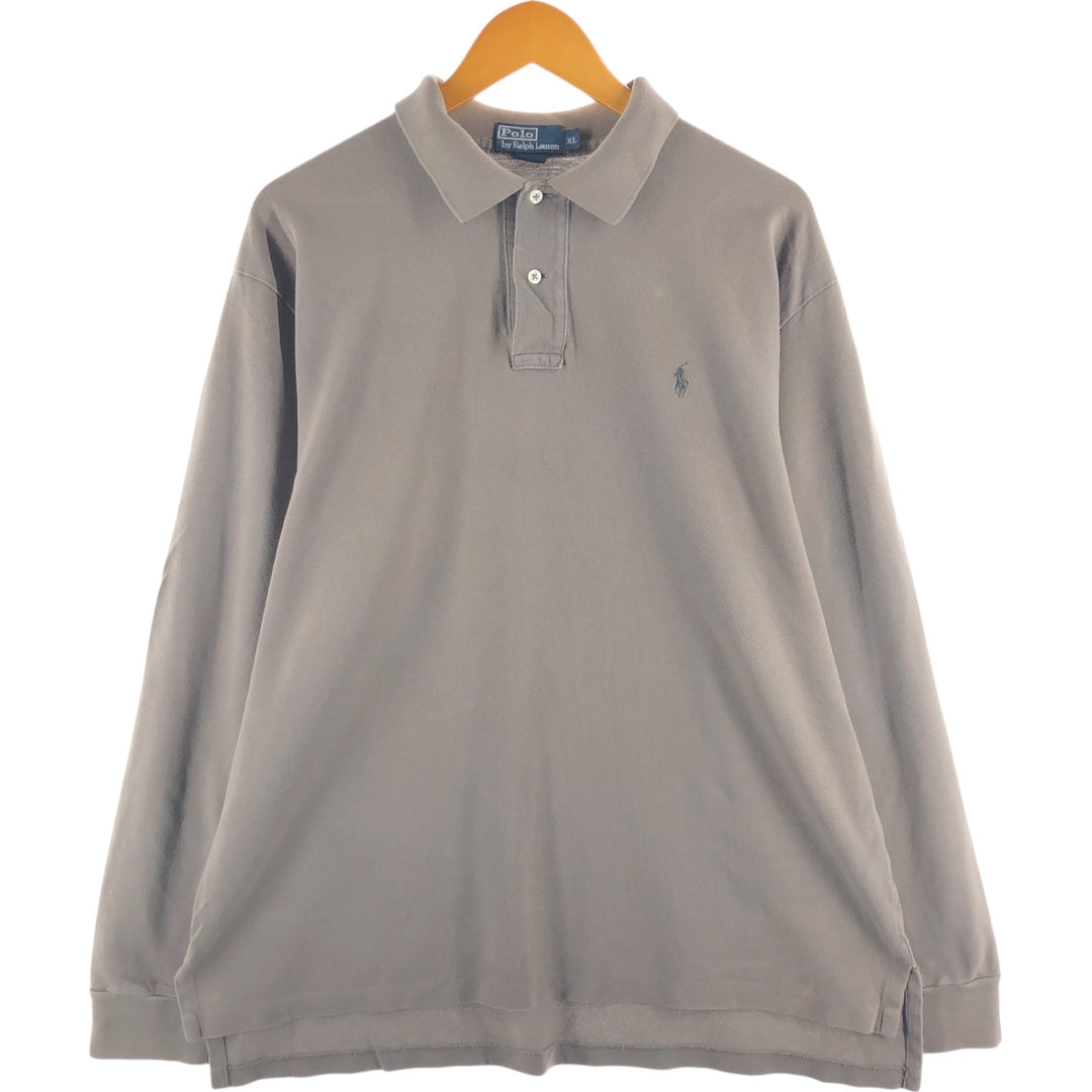 Ralph Lauren POLO by Ralph Lauren long sleeve polo shirt, men's XL size cotton Khaki type Vintage Second Hand