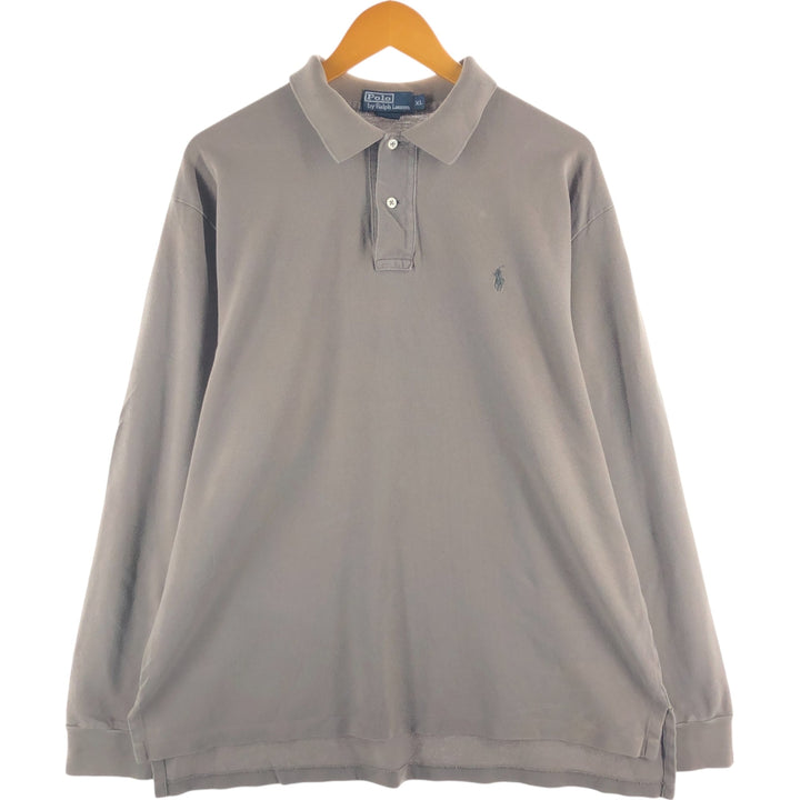 Ralph Lauren POLO by Ralph Lauren long sleeve polo shirt, men's XL size cotton Khaki type Vintage Second Hand