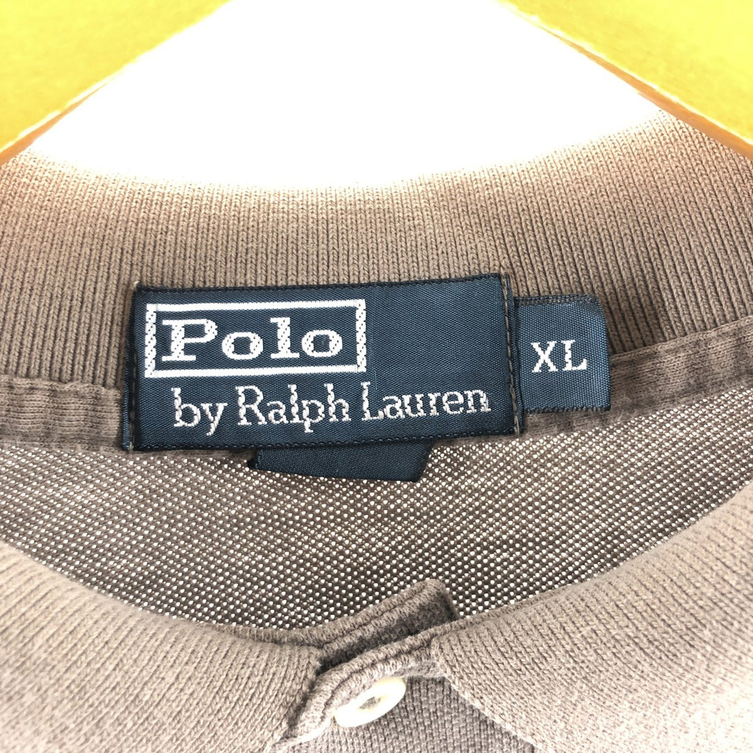 Ralph Lauren POLO by Ralph Lauren long sleeve polo shirt, men's XL size cotton Khaki type Vintage Second Hand