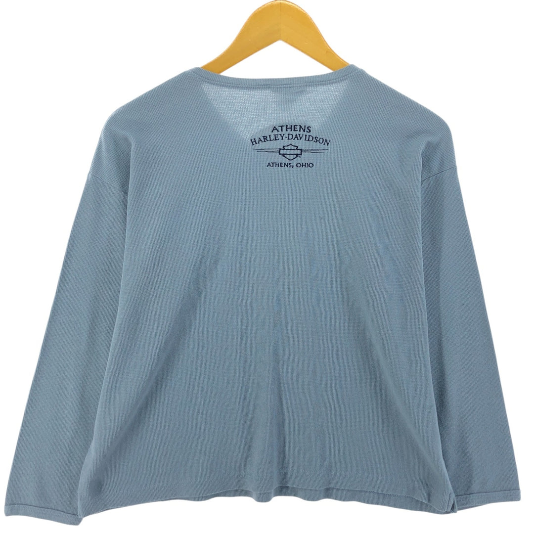 90'S Harley-Davidson V-neck Thermal Long Tee Honeycomb Made in USA Men's M Vintage /eaa526771