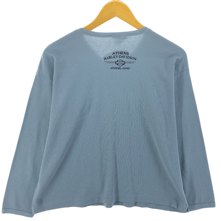 90'S Harley-Davidson V-neck Thermal Long Tee Honeycomb Made in USA Men's M Vintage /eaa526771