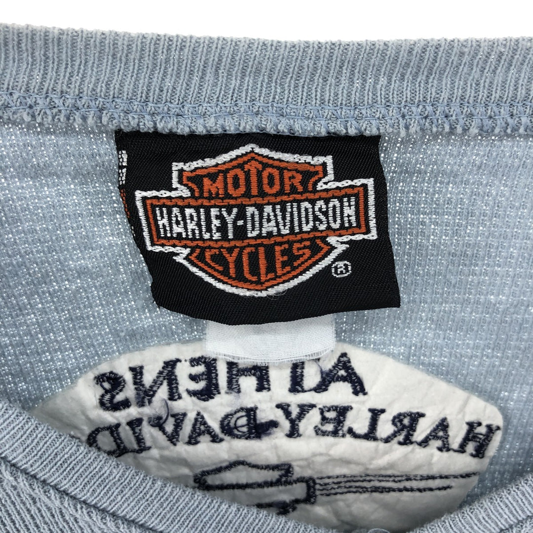 90'S Harley-Davidson V-neck Thermal Long Tee Honeycomb Made in USA Men's M Vintage /eaa526771