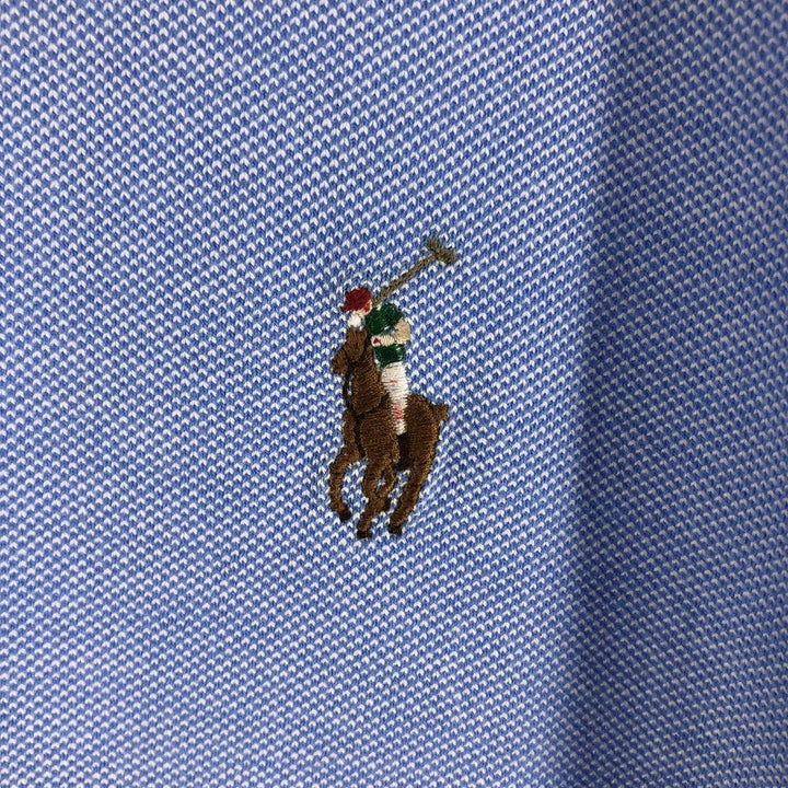 Ralph Lauren Knit Oxford long-sleeved button-down shirt, men's size XL unclear navy blue type Vintage Second Hand