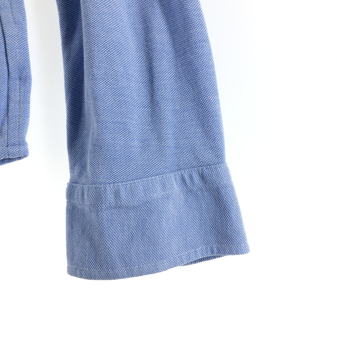 Ralph Lauren Knit Oxford long-sleeved button-down shirt, men's size XL unclear navy blue type Vintage Second Hand