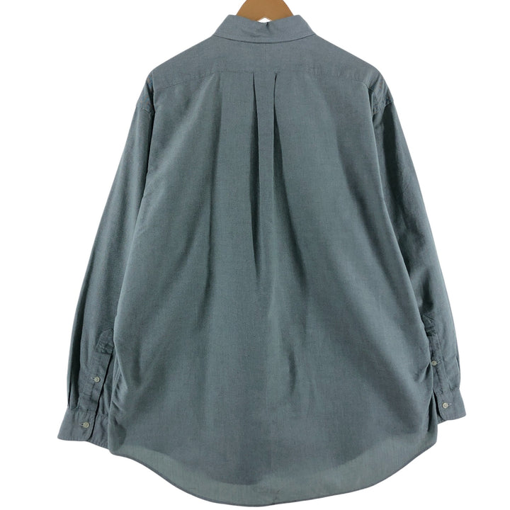Ralph Lauren YARMOUTH long sleeve button down shirt, men's XL size cotton green type yellow green Vintage Second Hand