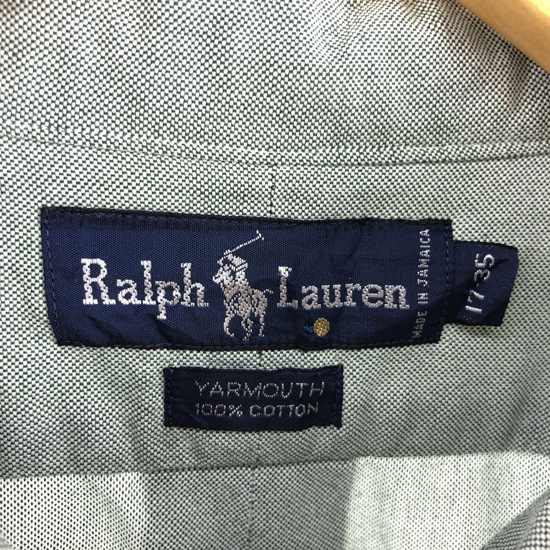 Ralph Lauren YARMOUTH long sleeve button down shirt, men's XL size cotton green type yellow green Vintage Second Hand