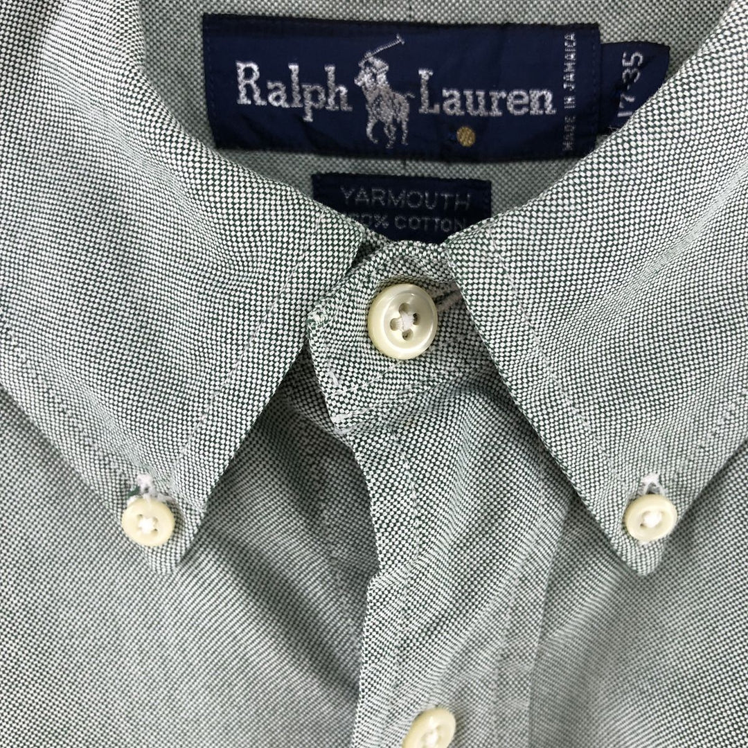 Ralph Lauren YARMOUTH long sleeve button down shirt, men's XL size cotton green type yellow green Vintage Second Hand