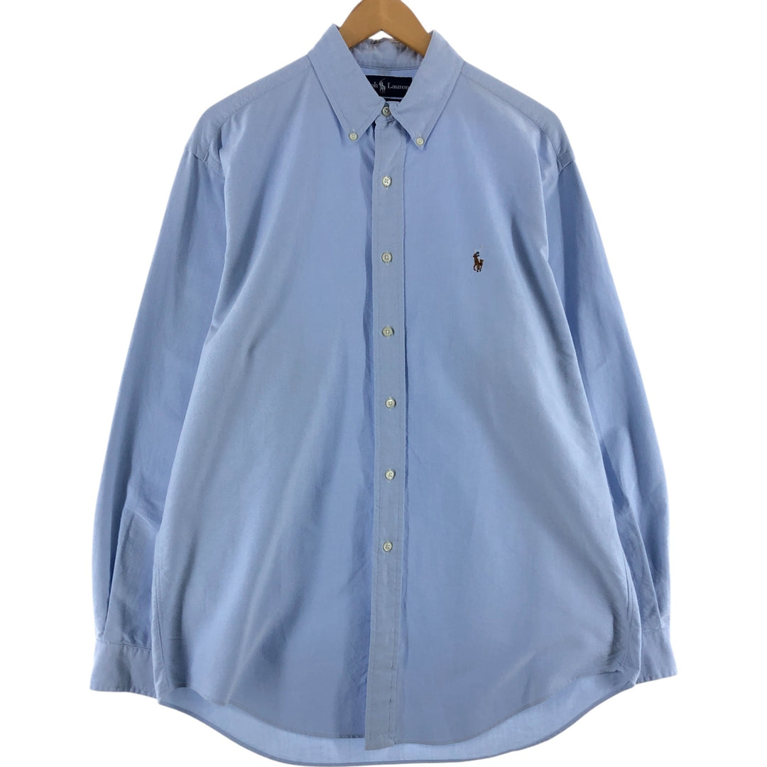 Ralph Lauren YARMOUTH long sleeve button down shirt, men's XL size cotton Blue type light blue Vintage Second Hand