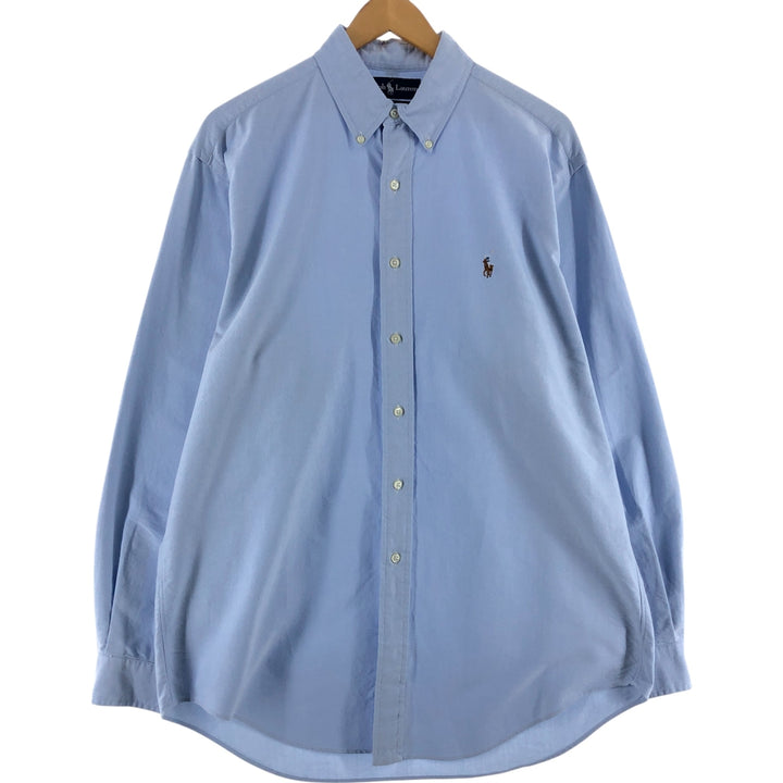 Ralph Lauren YARMOUTH long sleeve button down shirt, men's XL size cotton Blue type light blue Vintage Second Hand