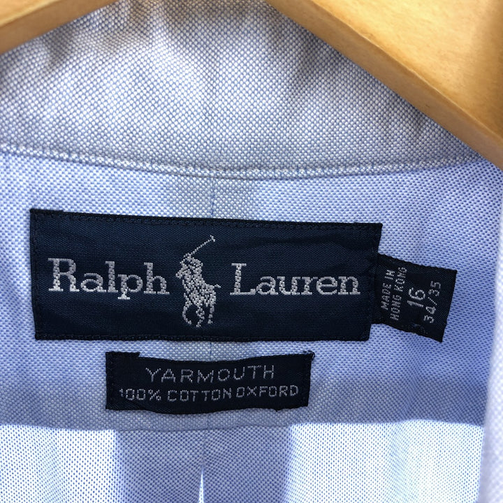 Ralph Lauren YARMOUTH long sleeve button down shirt, men's XL size cotton Blue type light blue Vintage Second Hand
