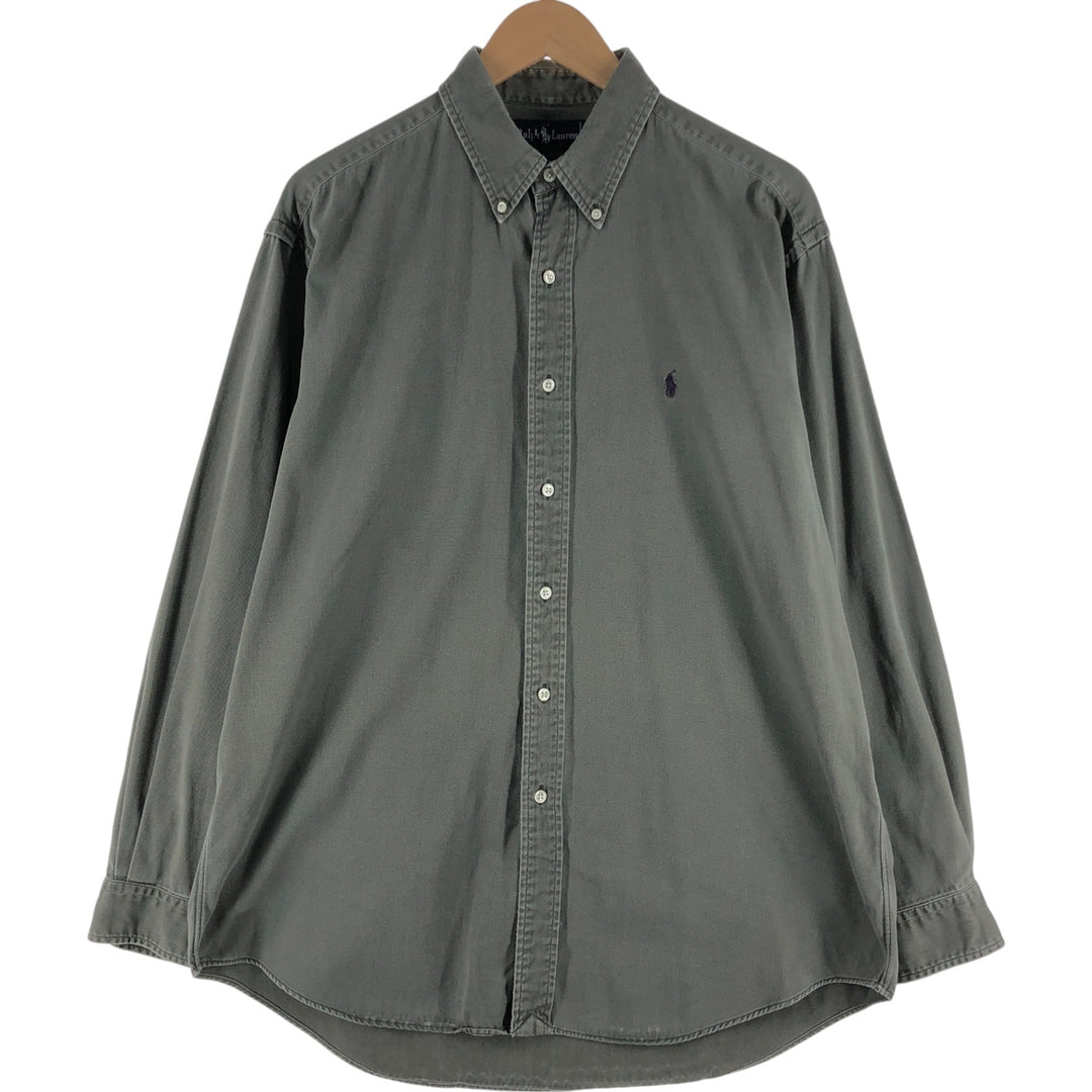 Ralph Lauren long-sleeved button-down shirt, men's size L cotton green type Vintage Second Hand