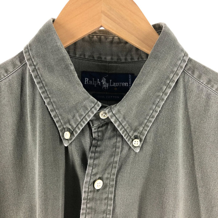Ralph Lauren long-sleeved button-down shirt, men's size L cotton green type Vintage Second Hand