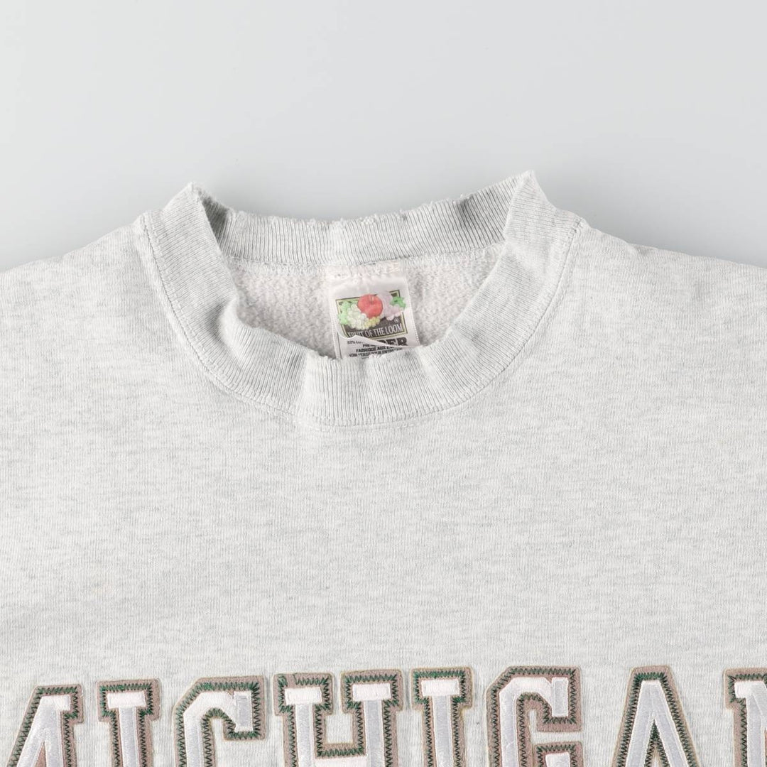 Vintage 90'S Fruit of the Loom Michigan State University college sweatshirt, Made in USA, Men's XL cotton gray type Vintage Second Hand